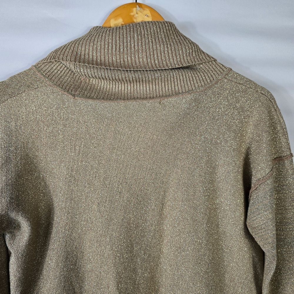 Cable & Gauge Taupe Metallic Cowl Neck Sweater Size S - Picture 11 of 11